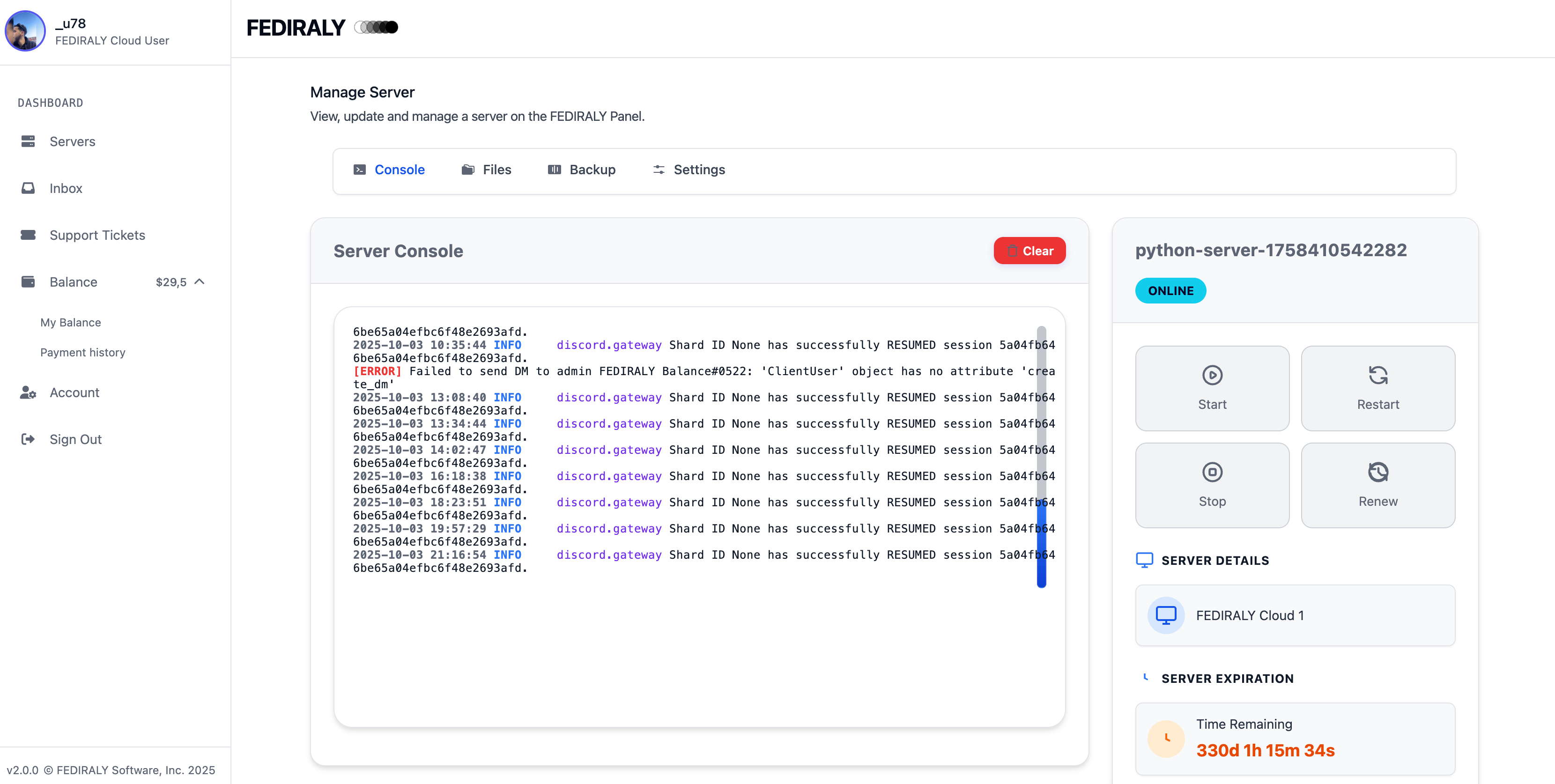 FEDIRALY Cloud Dashboard